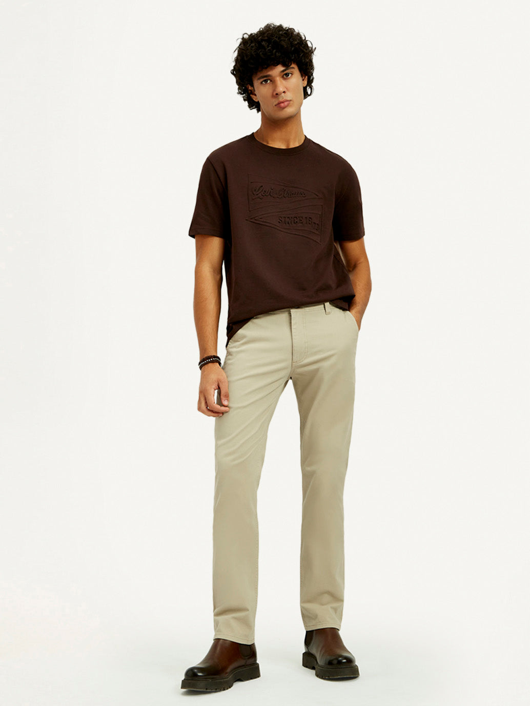 Men's 511 Beige Slim Fit Mid Rise Chinos - Elevated View