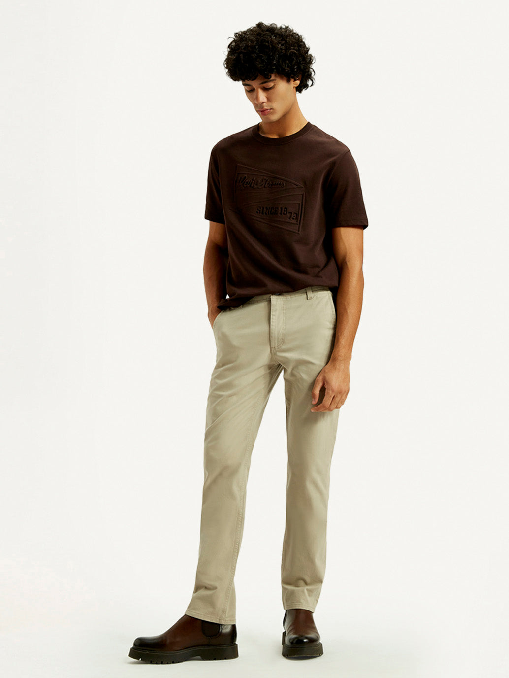 Men's 511 Beige Slim Fit Mid Rise Chinos - Styleshot View