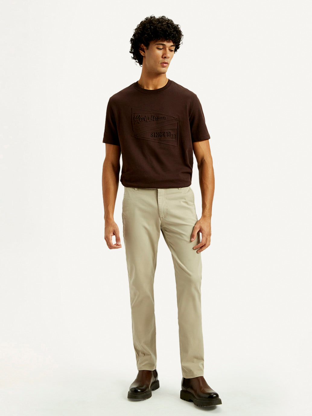 Men's 511 Beige Slim Fit Mid Rise Chinos - Front View