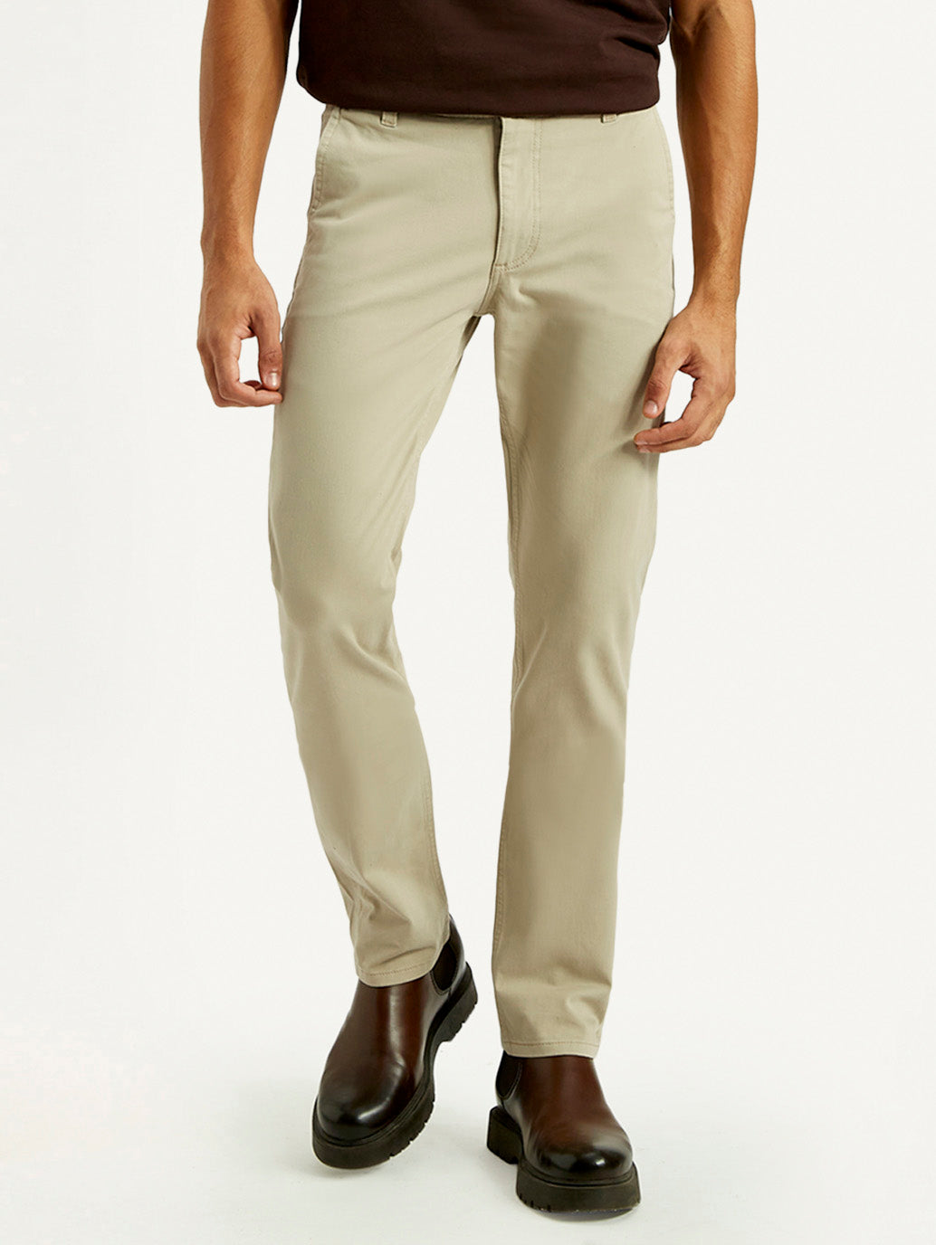 Men's 511 Beige Slim Fit Mid Rise Chinos - Front View
