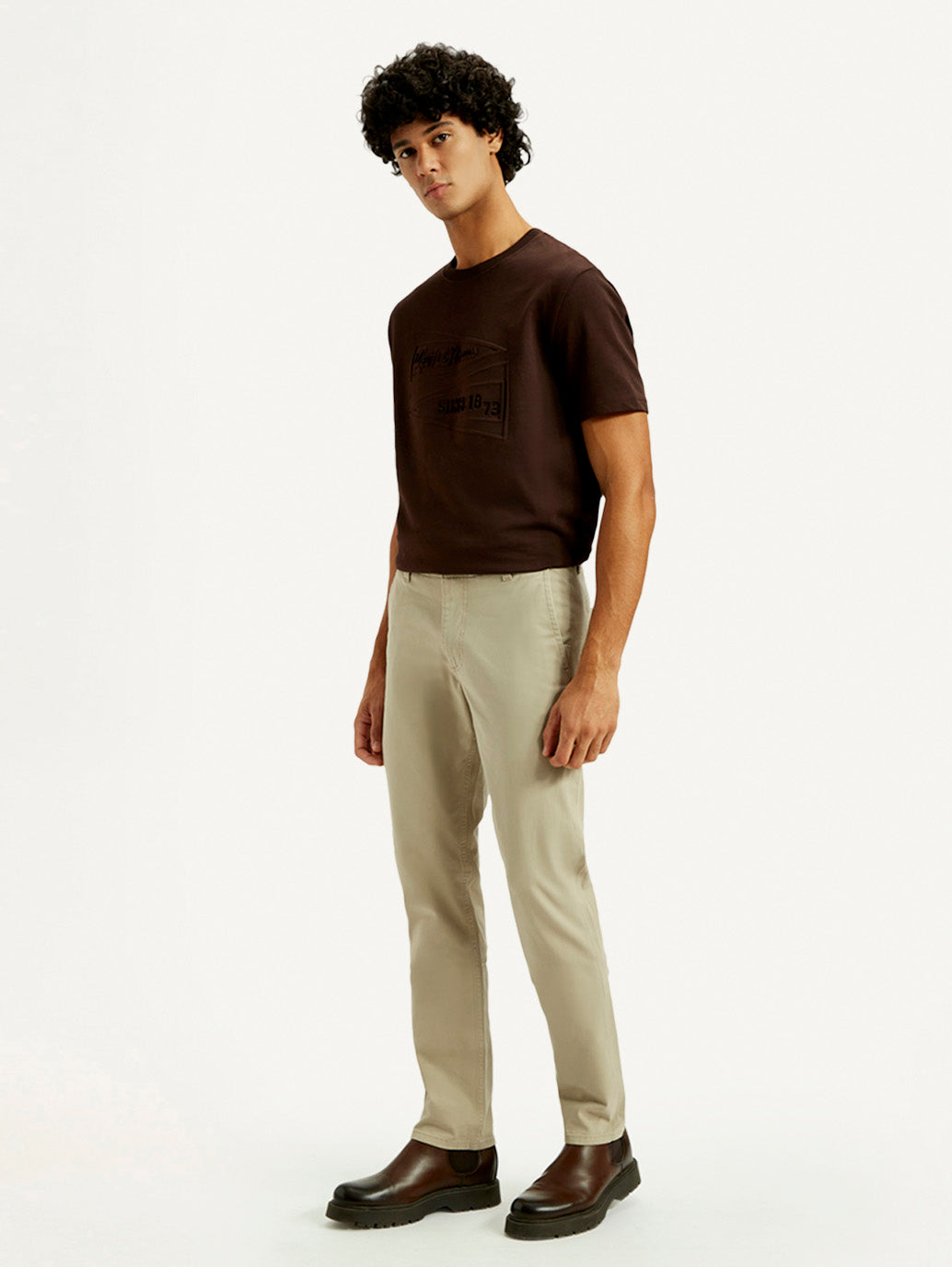 Men's 511 Beige Slim Fit Mid Rise Chinos - Side View