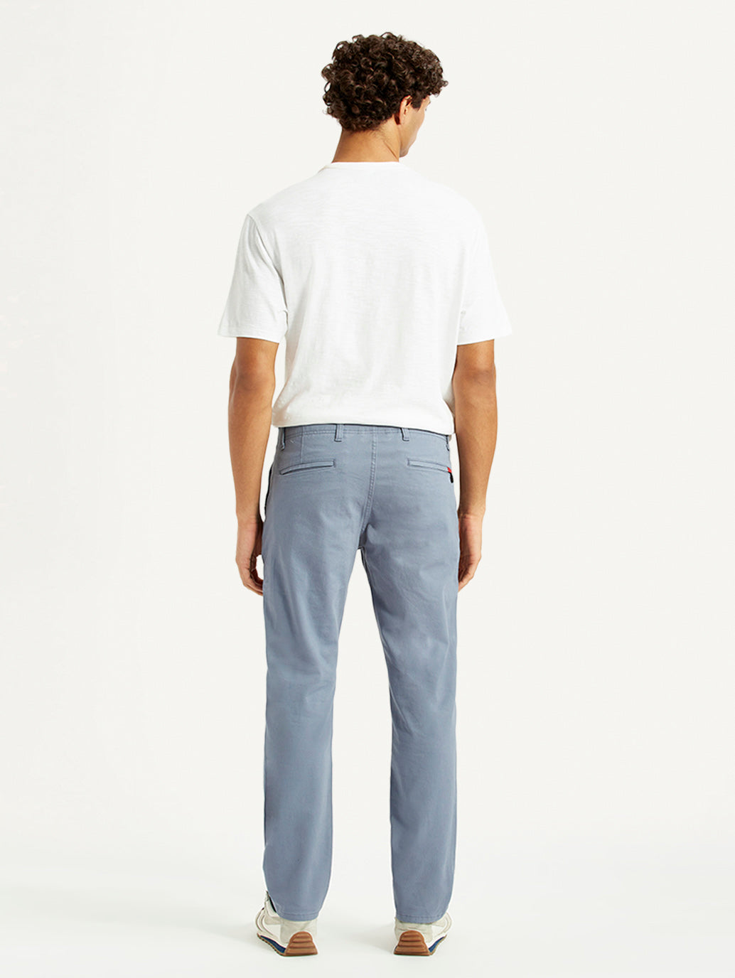 Men's Light Blue Slim Fit Mid Rise Chinos - Back View