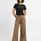 Women's High Rise Tan Wide Leg Trousers