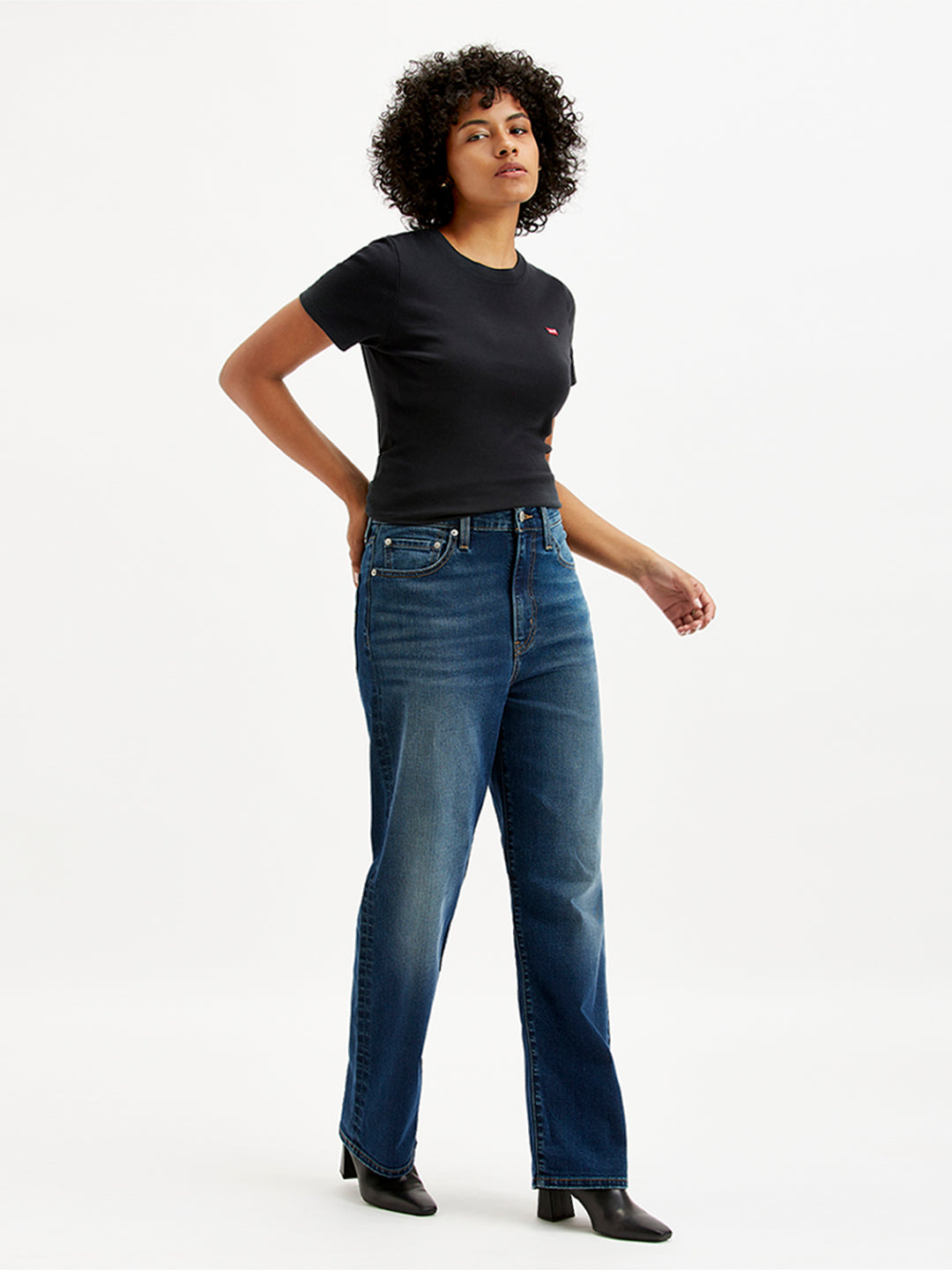 Women's High Rise Ribcage Straight Blue Jeans