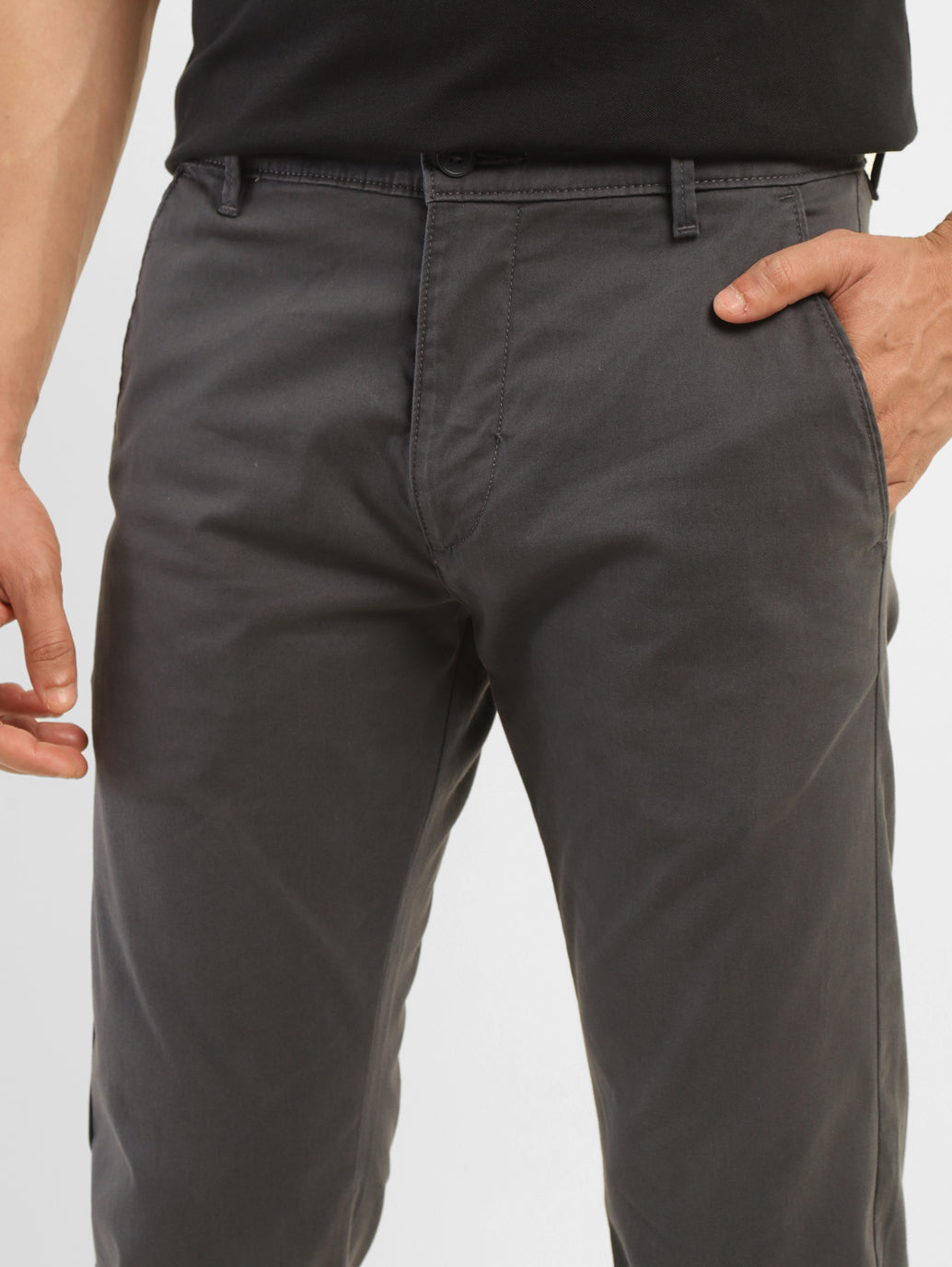 Men's Grey Slim Tapered Fit Chinos