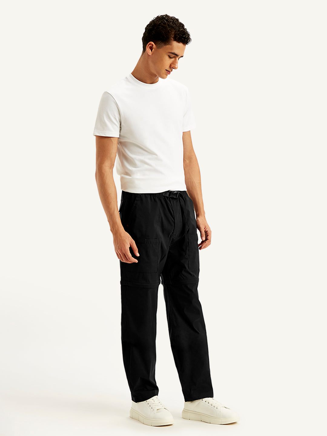 Men's Black Cargo Fit Trousers