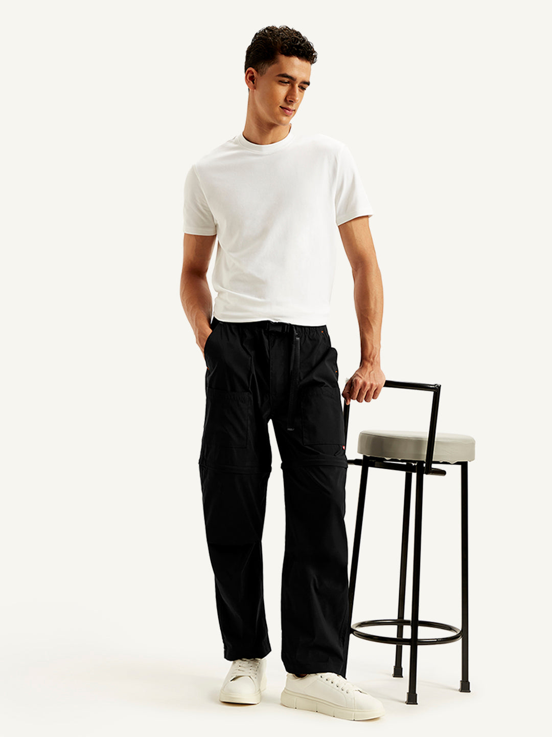 Men's Black Cargo Fit Trousers