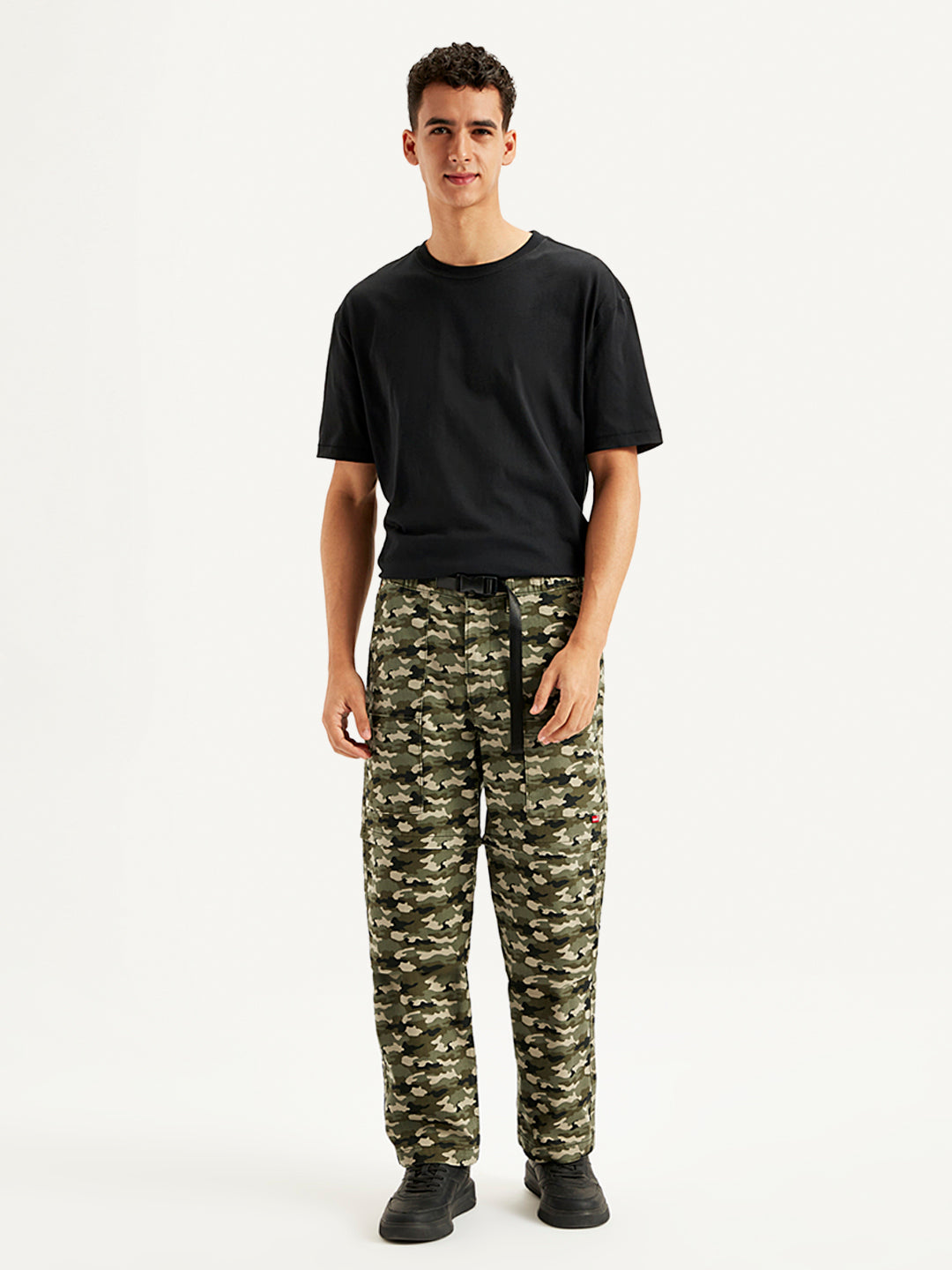 Men's Olive Regular Fit Cargo Trousers