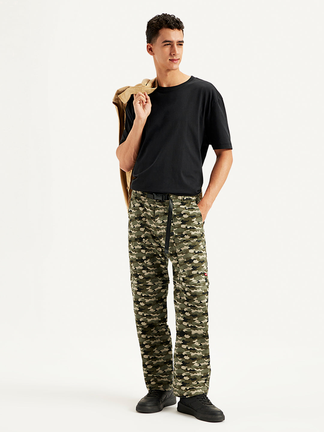 Men's Olive Regular Fit Cargo Trousers