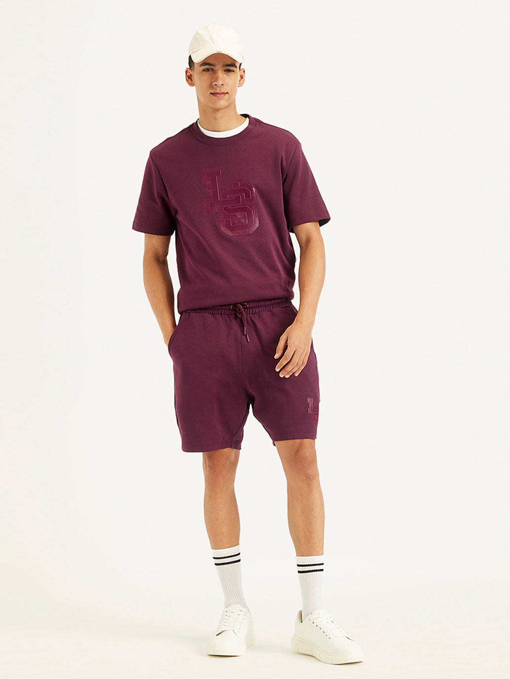 Men's Burgundy Regular Fit Shorts