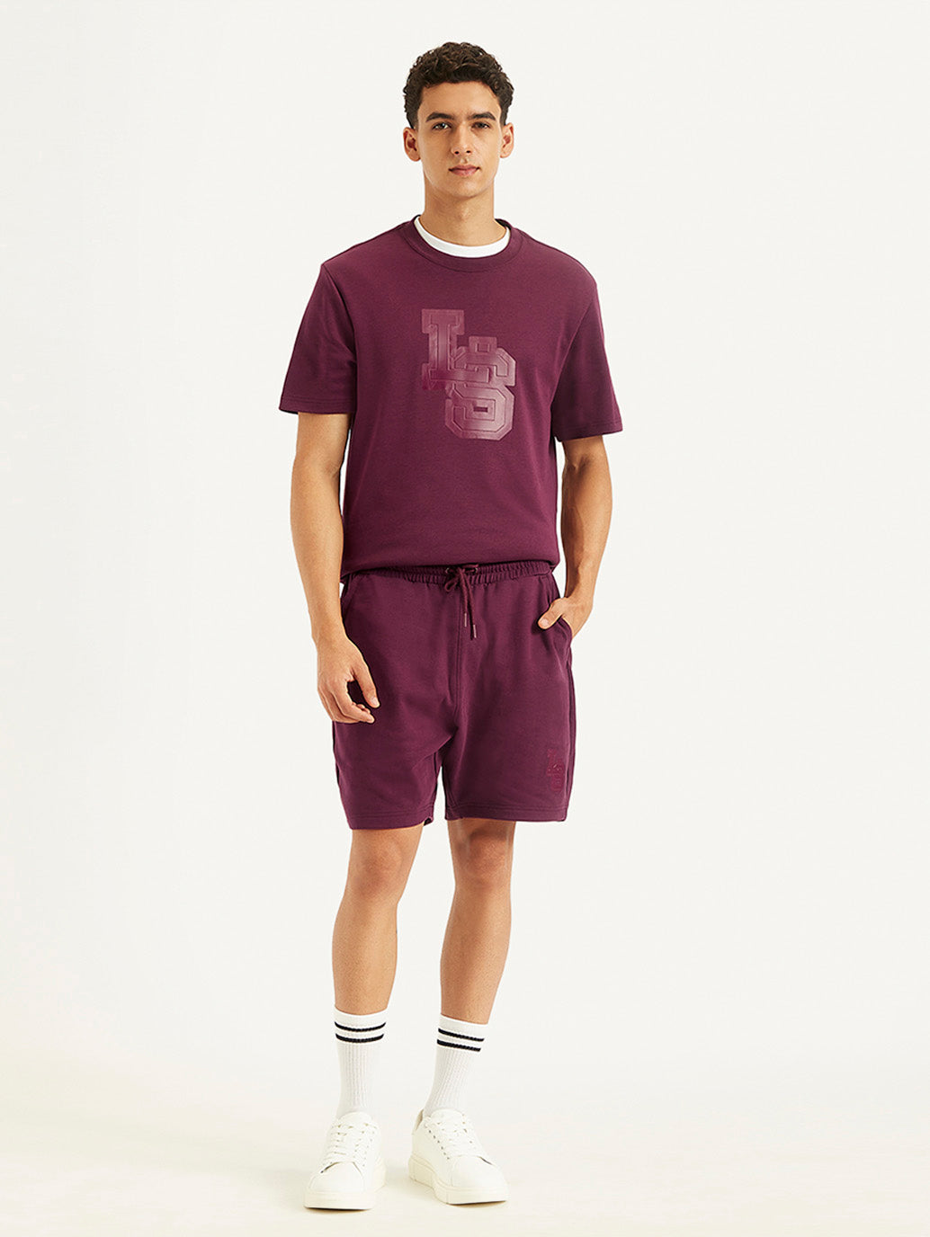 Men's Burgundy Regular Fit Shorts