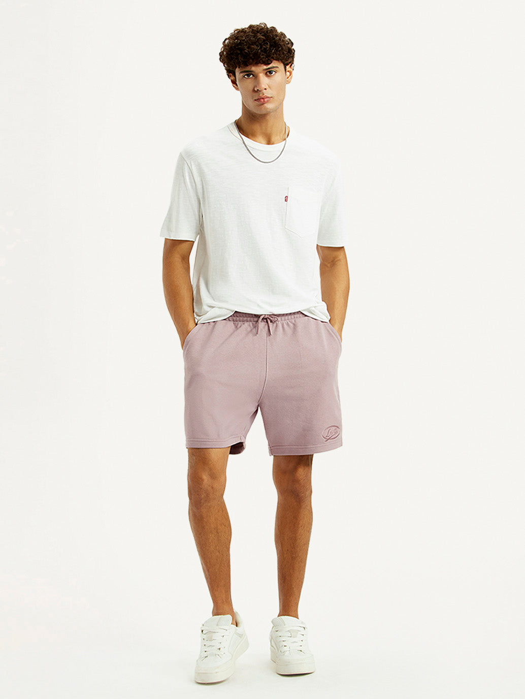 Men's Light Pink Regular Fit Shorts - Styleshot View