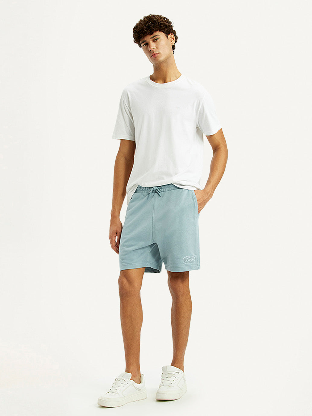 Men's Light Blue Regular Fit Shorts - Styleshot View