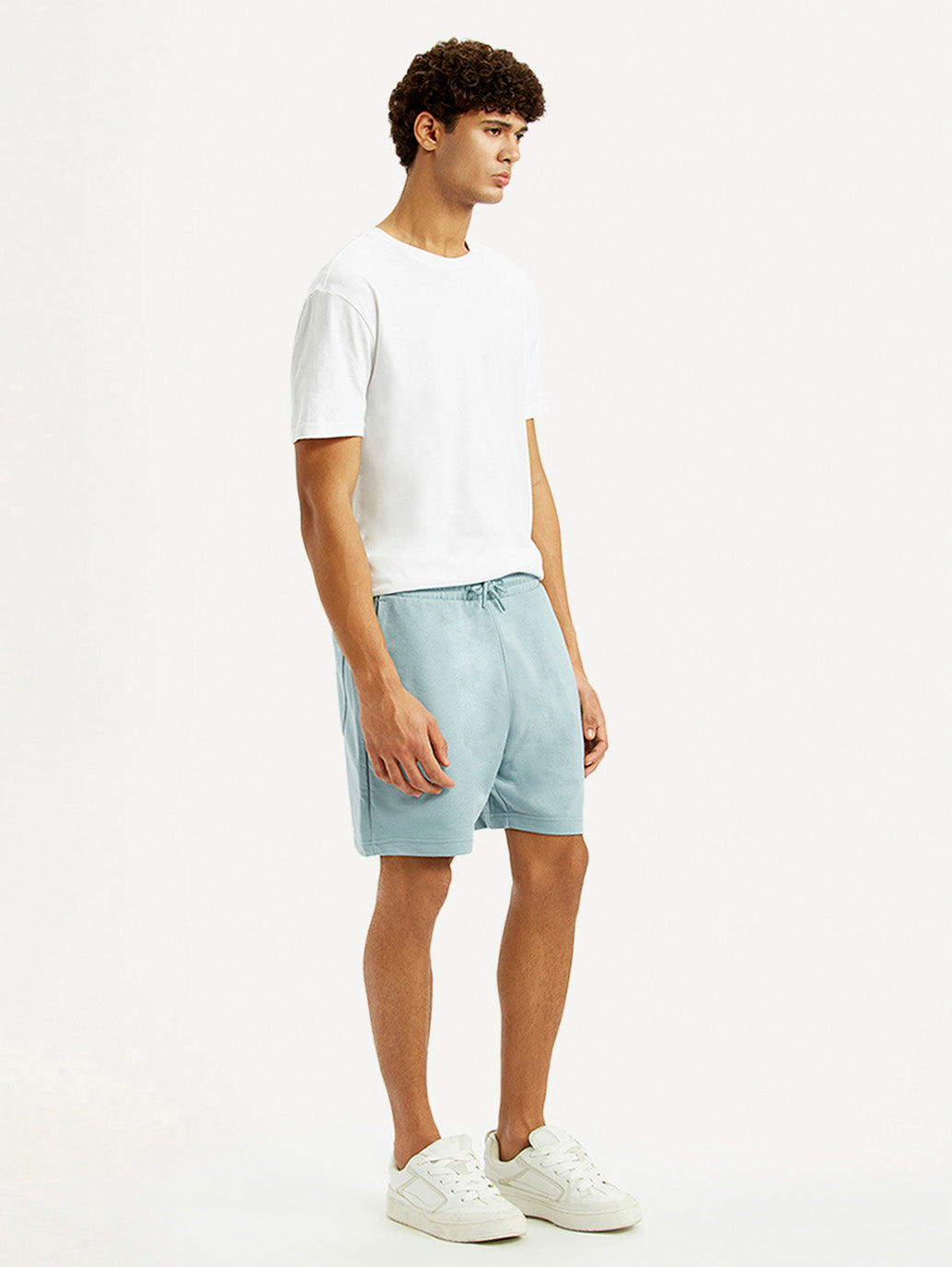 Men's Light Blue Regular Fit Shorts - Side View