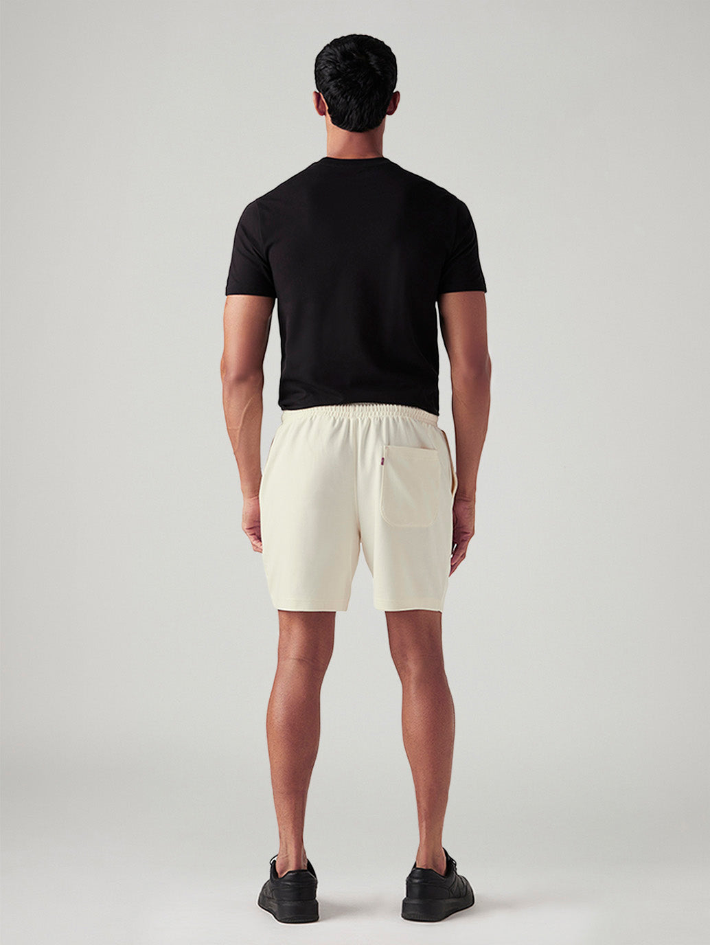 Men's Off White Regular Fit Mid Rise Shorts - Back View