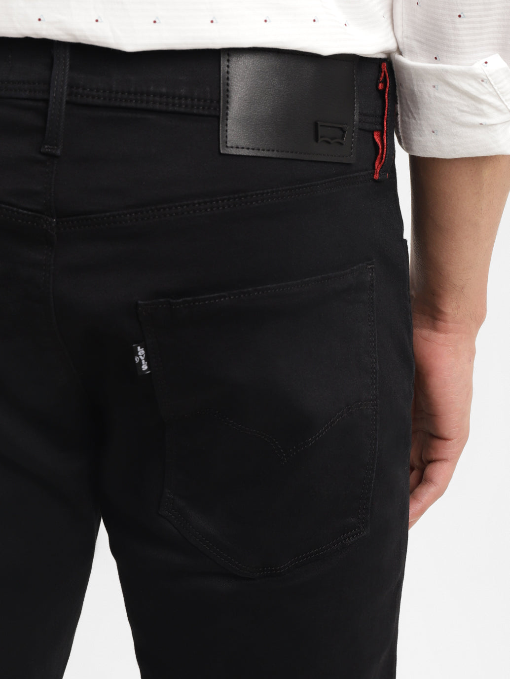 Men's Redloop 512 Black Slim Tapered Fit Mid Rise Jeans - BackDetails View