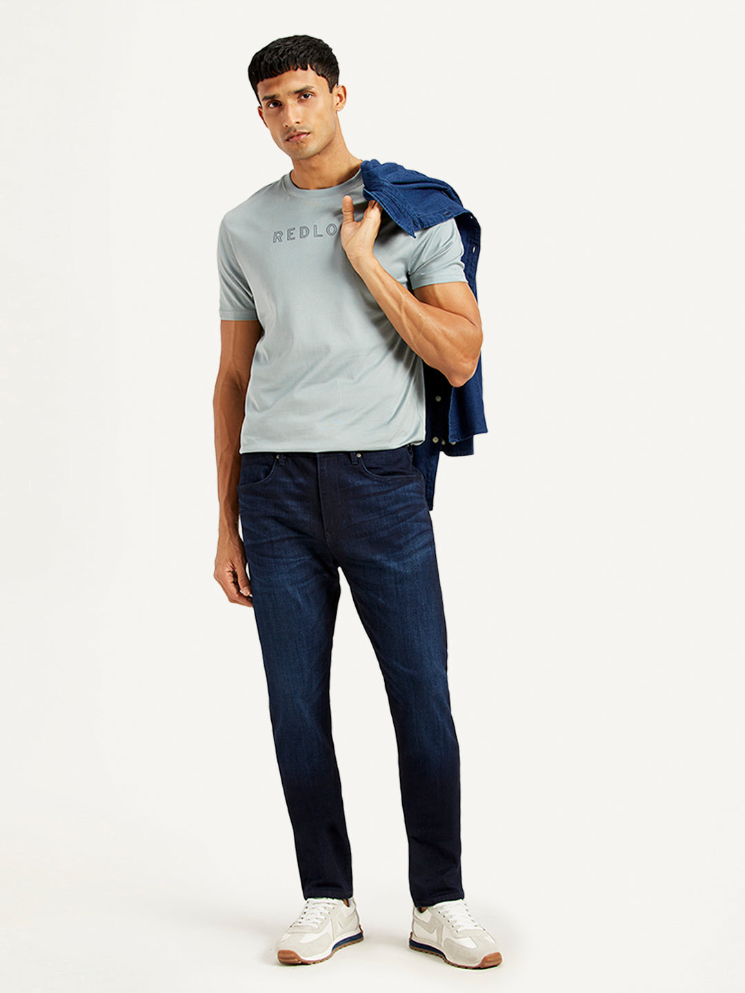 Men's Redloop 512 Navy Blue Slim Tapered Fit Mid Rise Jeans