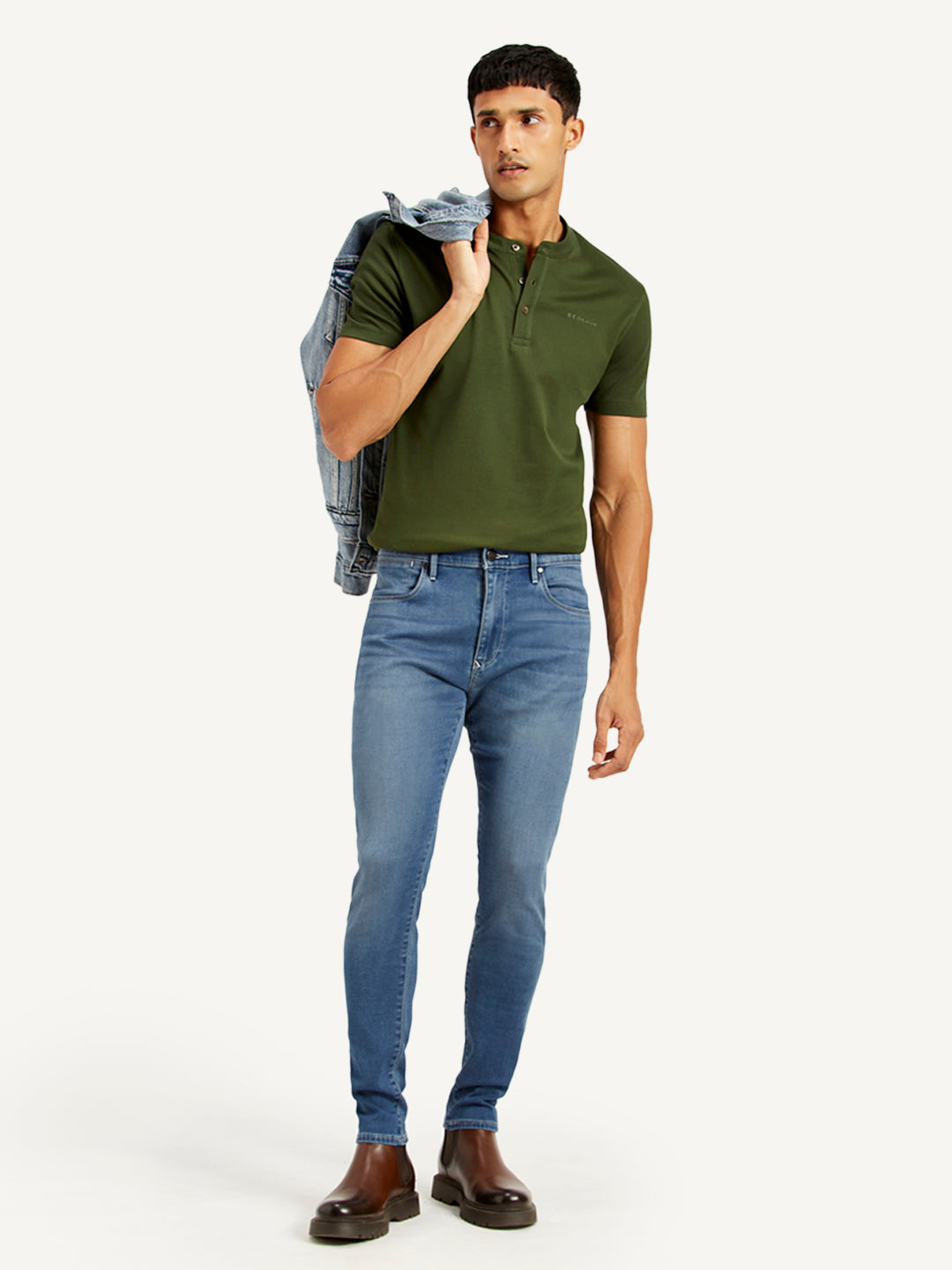 Men's Redloop 512 Blue Slim Tapered Fit Mid Rise Jeans