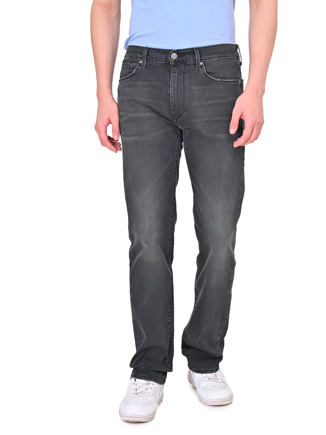 Men's Redloop 513 Grey Slim Straight Fit Mid Rise Jeans - 1 View