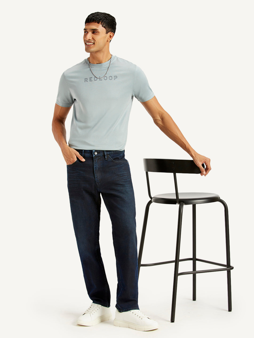 Men's Redloop 541 Navy Blue Athletic Tapered Fit Mid Rise Jeans