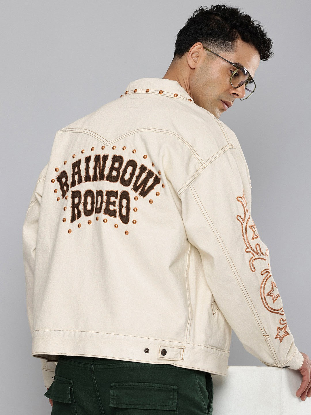 Men's Cotton Typography Embroidered Jacket