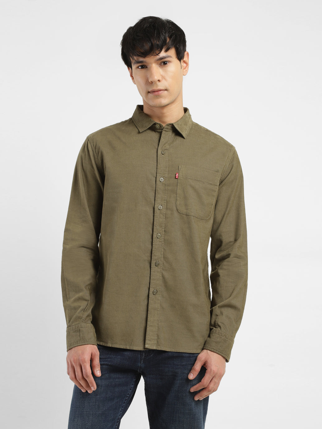 Men's Solid Slim Fit Corduroy Shirt