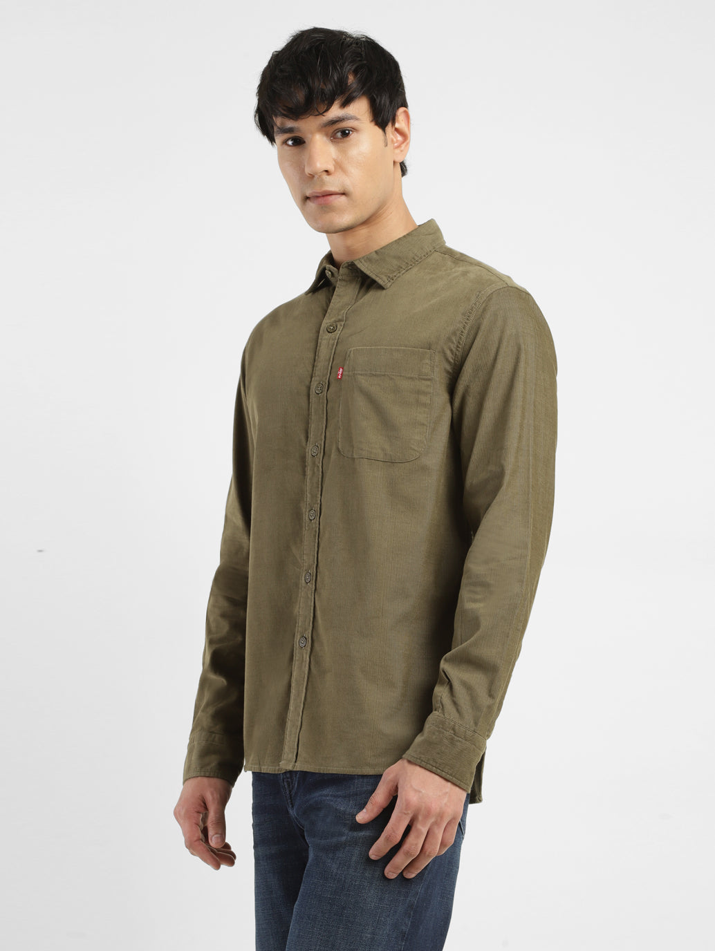 Men's Solid Slim Fit Corduroy Shirt - 13f67956-1b8c-4498-bb3a-ab438dd49949 View