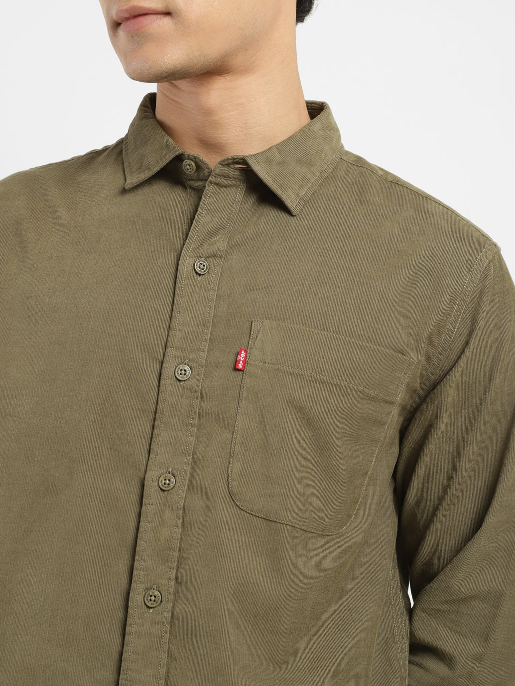 Men's Solid Slim Fit Corduroy Shirt - 9cb34236-4052-4b8a-b86c-f3750146a3c5 View