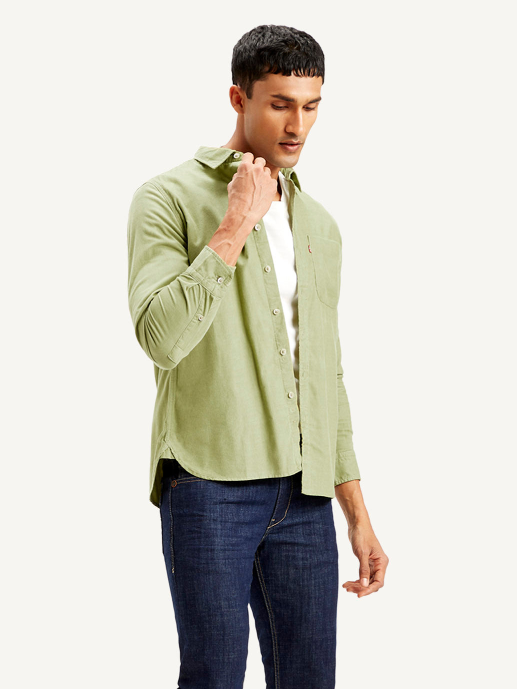 Men's Solid Slim Fit Corduroy Shirt