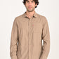 Men's Corduroy Solid Beige Slim Fit Shirt - front View