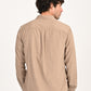 Men's Corduroy Solid Beige Slim Fit Shirt - back View