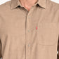 Men's Corduroy Solid Beige Slim Fit Shirt - details View