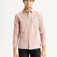 Men's Corduroy Solid Mauve Slim Fit Shirt - Front View