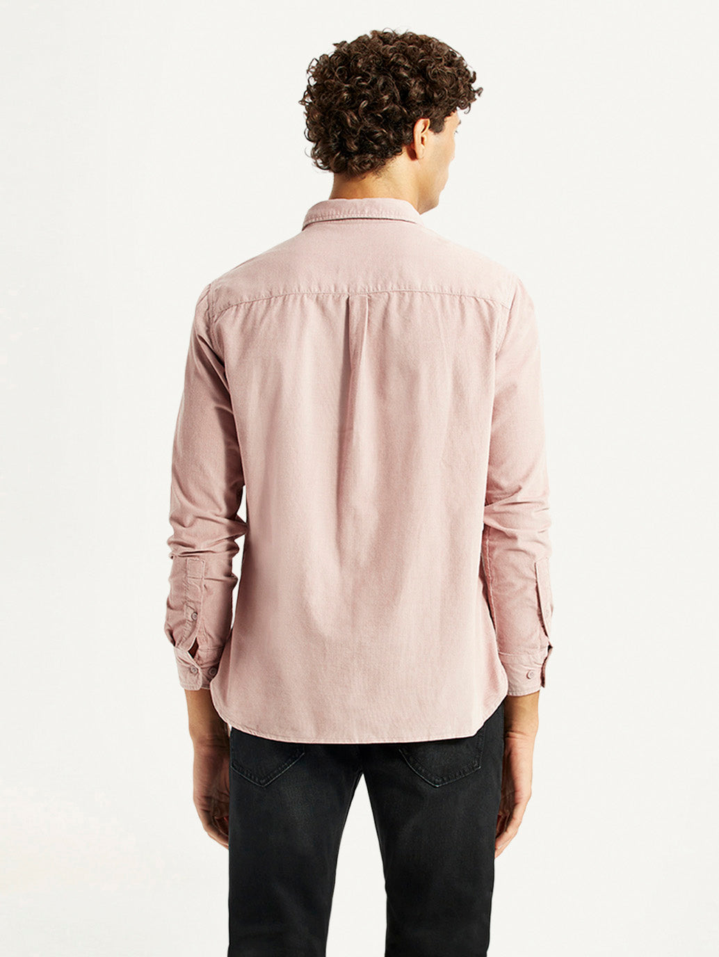 Men's Corduroy Solid Mauve Slim Fit Shirt - Back View