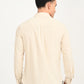 Men's Striped Cream Slim Fit Corduroy Shirt - back View