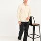 Men's Striped Cream Slim Fit Corduroy Shirt - 6 View