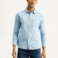 Men's Striped Light Blue Slim Fit Shirt - Front View