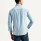 Men's Striped Light Blue Slim Fit Shirt - Back View