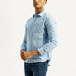 Men's Striped Light Blue Slim Fit Shirt - Side View