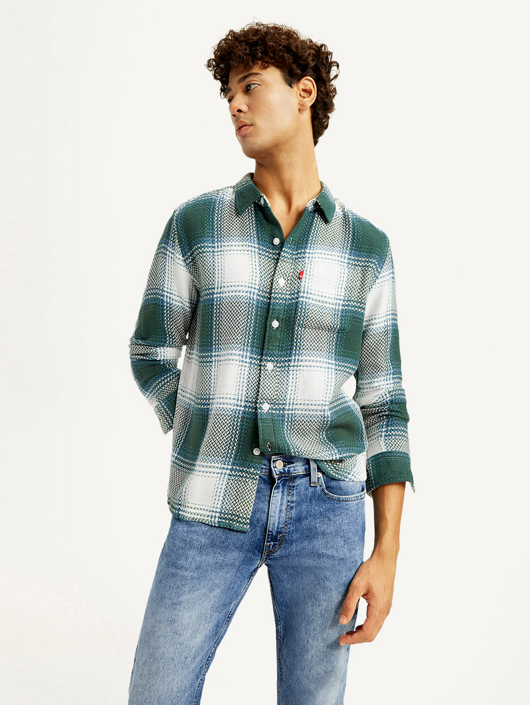 Men's Textured Green Slim Fit Shirt
