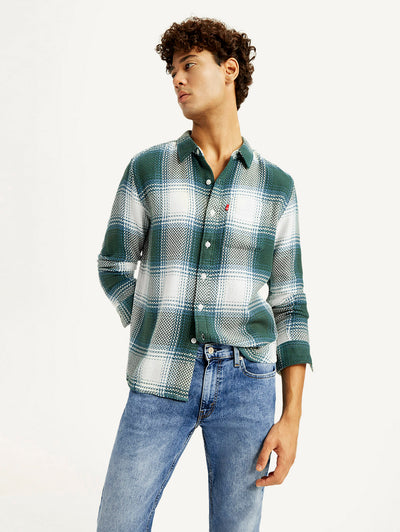 levi's Men's Textured Green Slim Fit Shirt-picture-22