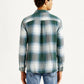 Men's Textured Green Slim Fit Shirt - Back View