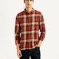 Men's Plaid Rust Slim Fit Shirt - Front View