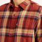 Men's Plaid Rust Slim Fit Shirt - Detail View