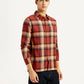 Men's Plaid Rust Slim Fit Shirt - Side View
