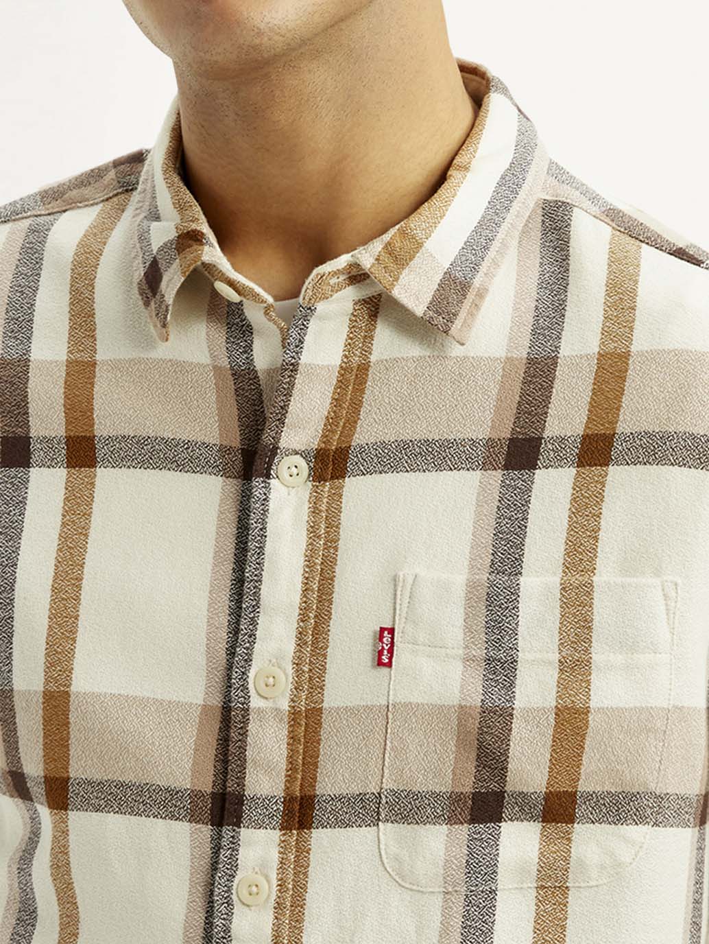 Men's Checkered Multi Color Slim Fit Shirt - Detail View