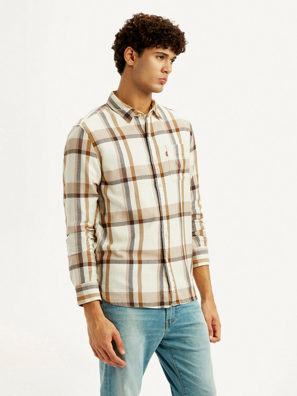 Men's Checkered Multi Color Slim Fit Shirt - Side View