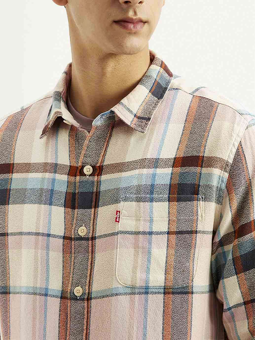 Men's Checkered Slim Fit Shirt - Detail View