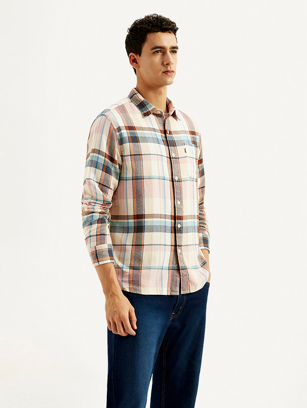 Men's Checkered Slim Fit Shirt - Side View