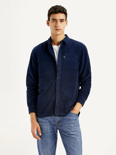 Men's Solid Navy Slim Fit Shirt-image-18
